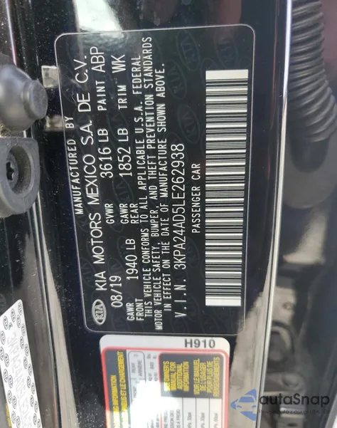 2020 Kia Rio Lx from USA, damaged, VIN 3KPA24AD5LE262938